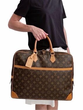 Louis Vuitton Monogram Porte-Documents Voyage GM Briefcase w luggage tag